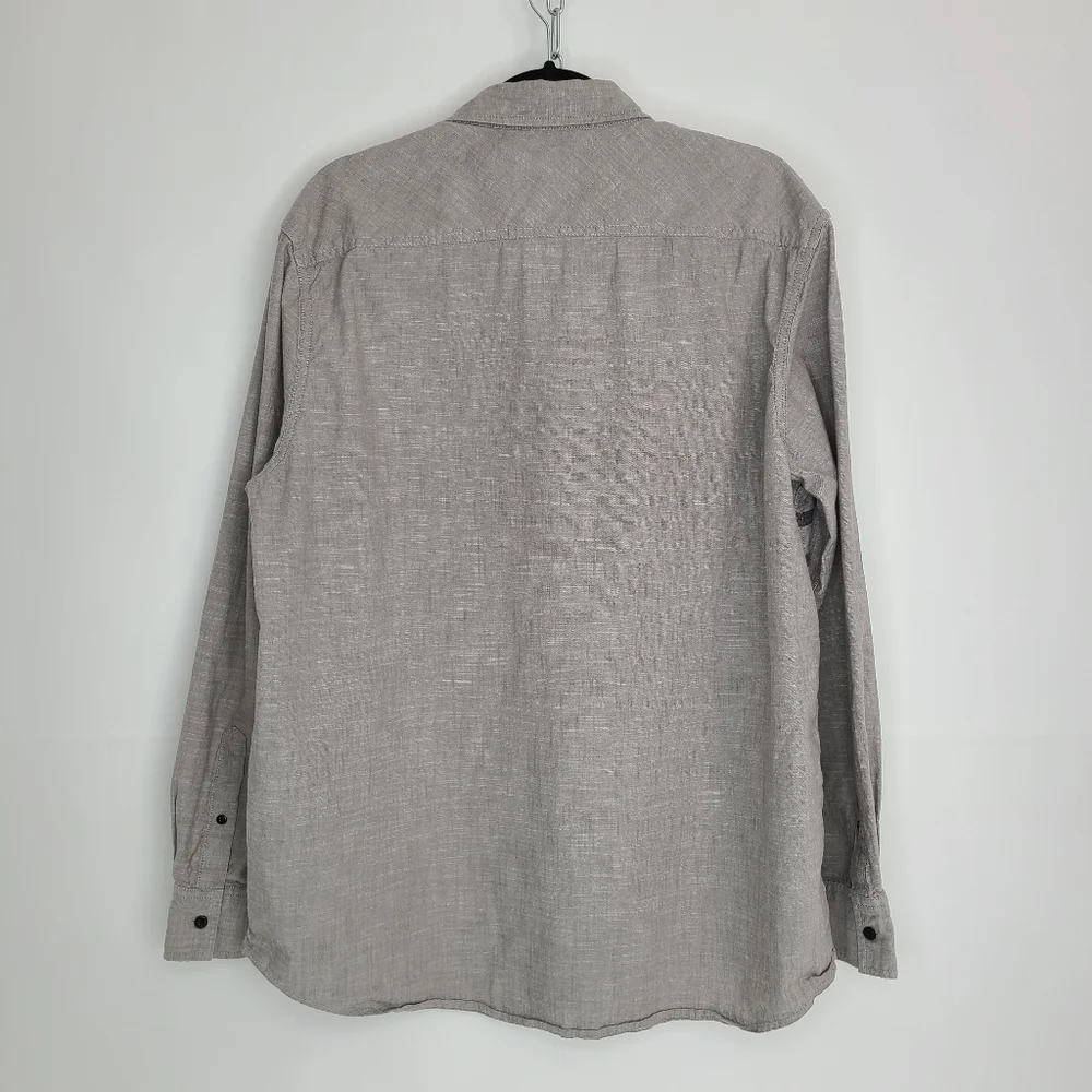 American Rag Shirt Collar Long Sleeve Button-Down Gray Black Stripes X-Large_2